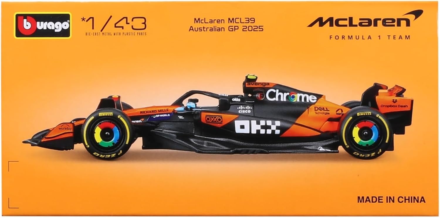 McLaren F1 MCL39 2025#81 Piastri Diecast Model Car 1:43 with Authentic Details F1 McLaren Replica in Papaya/Black Officially Licensed