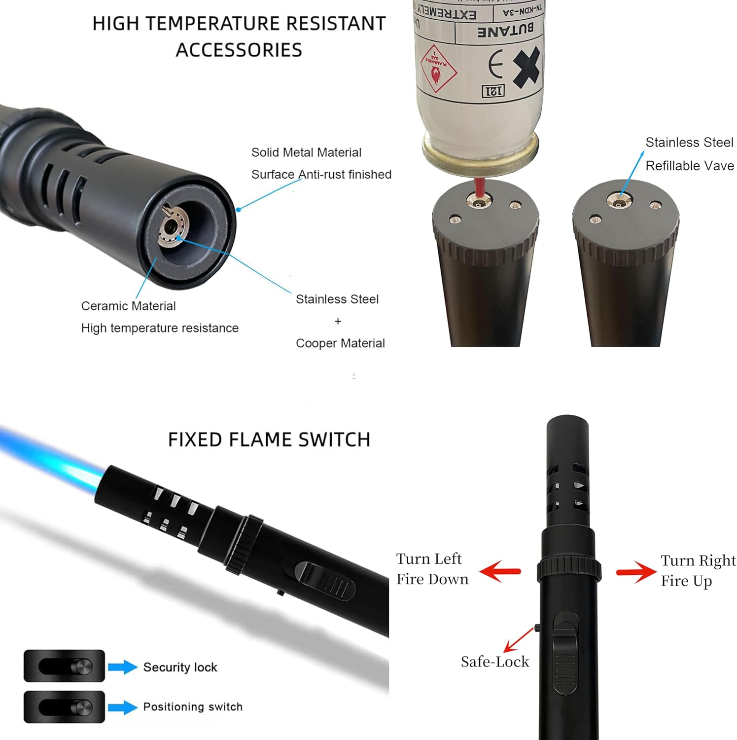 Large Black Metal Adjustable Mini Lightsaber Jet Lighter