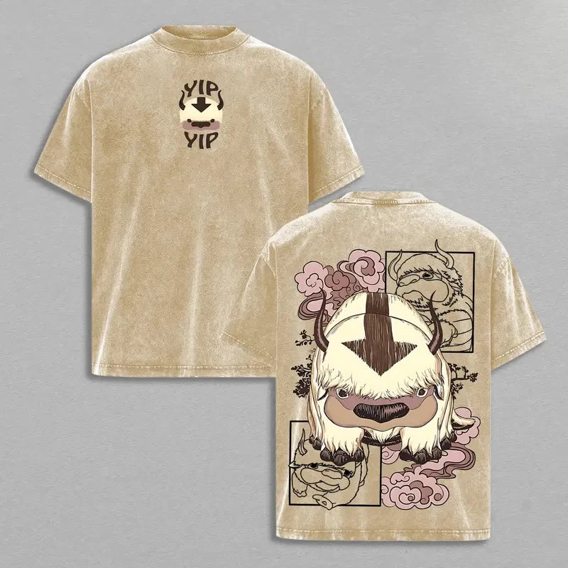Avatar The Last Airbender Appa Cute Graphic Tshirt Men Women Clothing Short Sleeve Cotton T-shirts Washed Tee Harajuku T Shirt