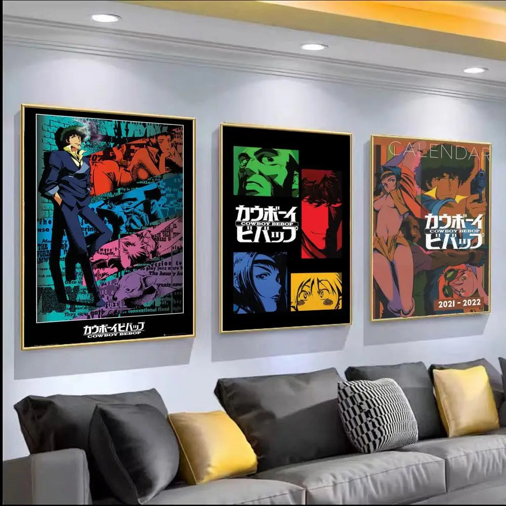 C-Cowboy B-Bebop Anime Poster HD PVC Self Adhesive Wall Art - Waterproof Reusable For Home Office Cafe