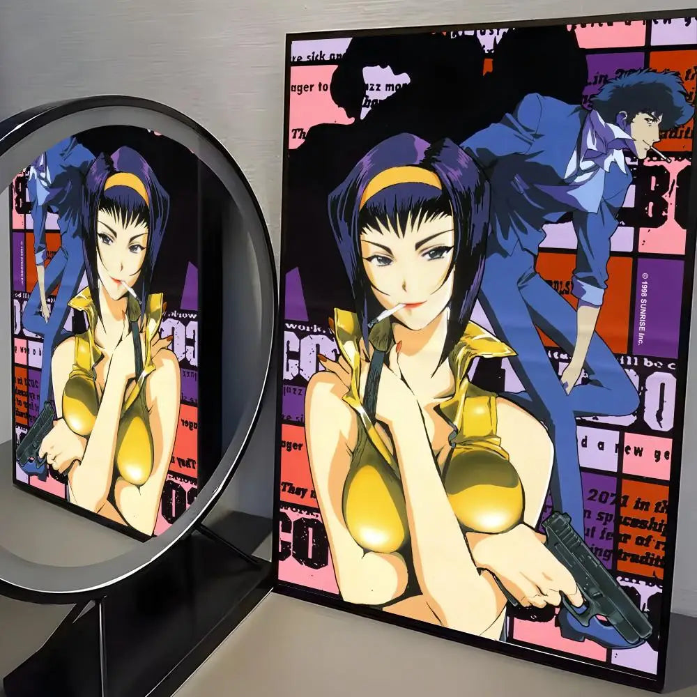 Anime C-cowboy Bebop Poster Modern PP Paper Wall Art Sticker Minimalist Decorative for Cafe Office Bar Home Wall Decor Gift