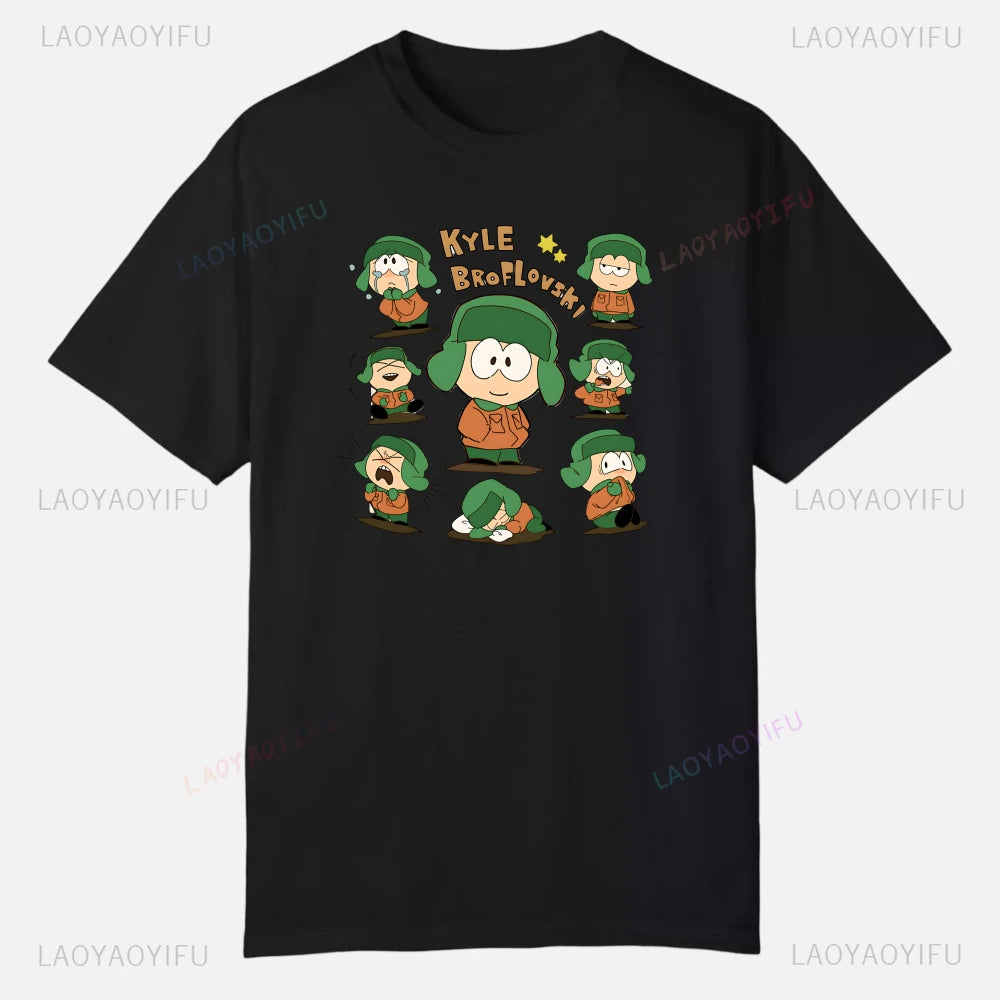 S-South Park Custom Clothes Funny Tops Printed Cotton Short Sleeve Plain Tees Clothing Men Streetwear Graphic T-shirt Quality