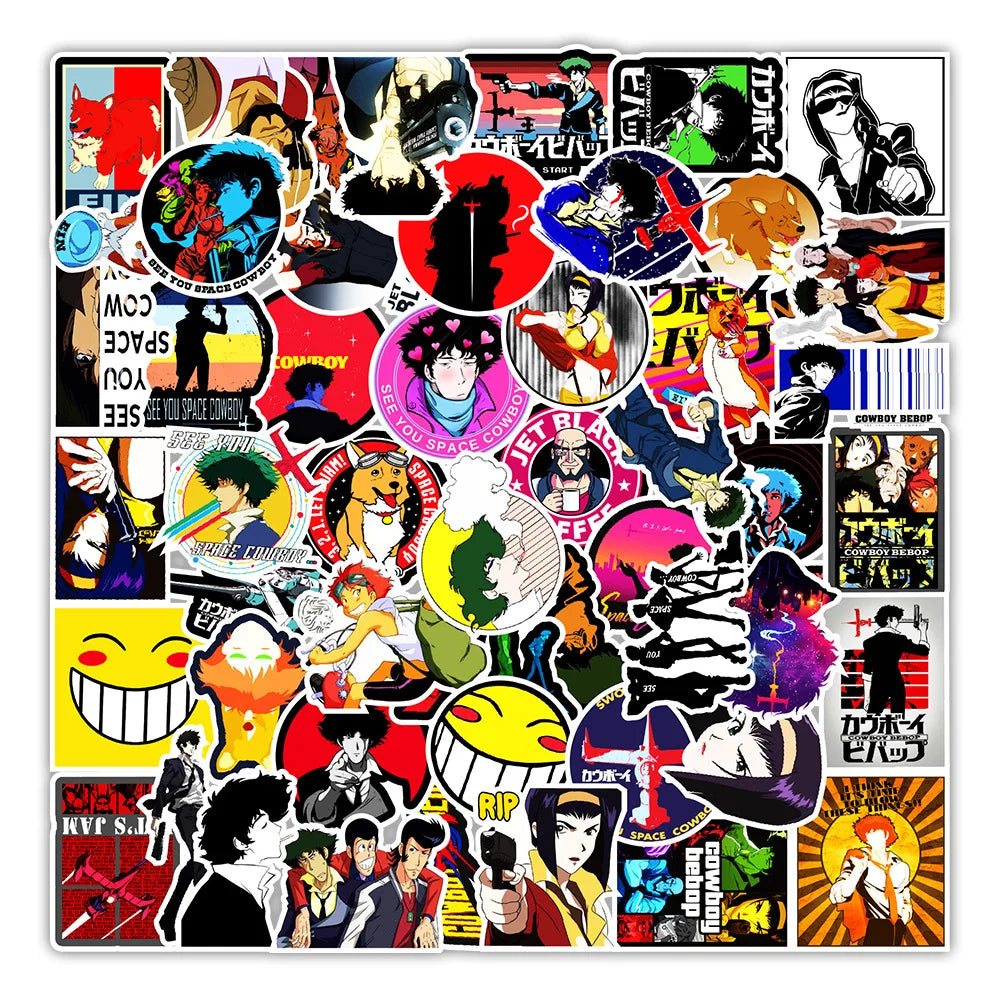 10/30/50pcs Classic Anime Cowboy Bebop Stickers Cool Manga Graffiti Decals Decoration DIY Notebook Laptop Phone Cartoon Sticker