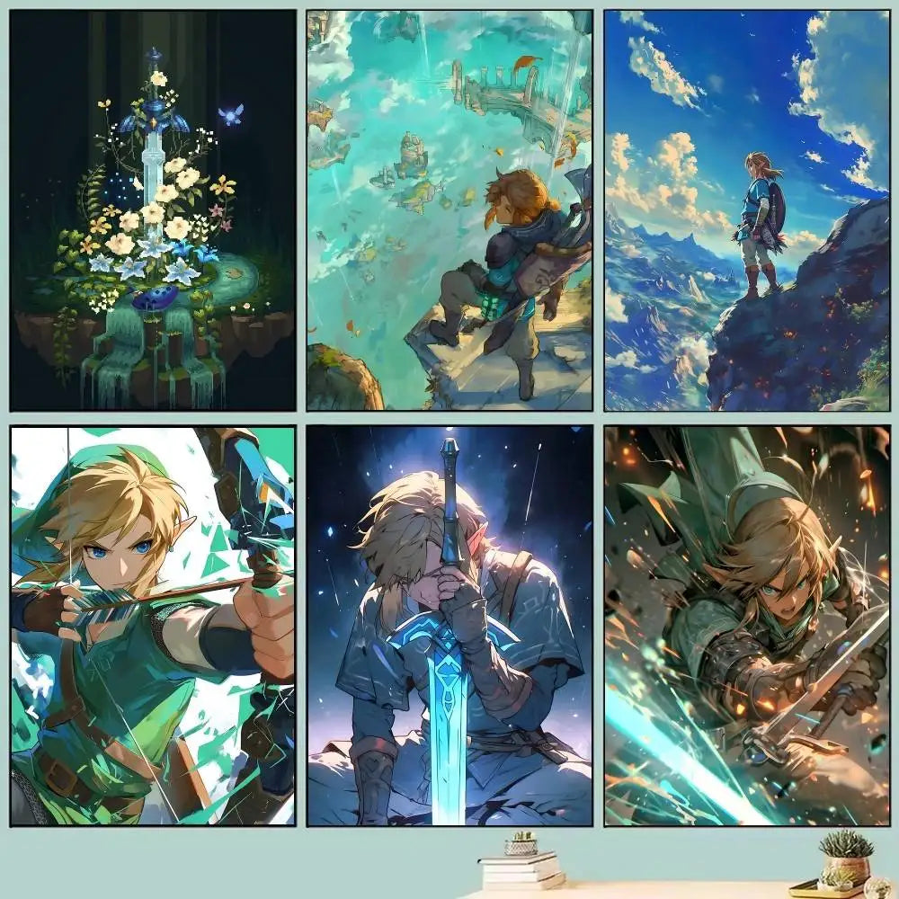 Game L-Legend of Z-elda Cool Breath of The Wild Posters Self Adhesive Waterproof Ideal For Living Room Bedroom Bar Decoration