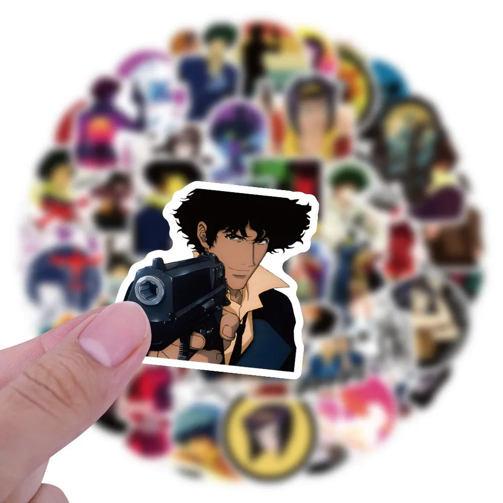 60pcs Anime Cowboy Bebop Graffiti Stickers Luggage Water Cup Stationery Car Scooter Laptop Refrigerator Decoration DIY Decals