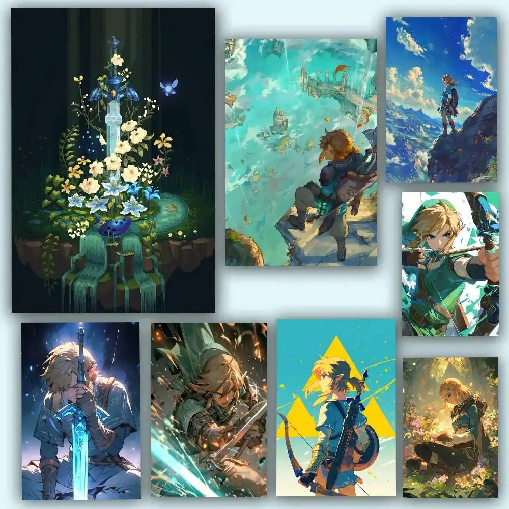 Game L-Legend of Z-elda Cool Breath of The Wild Posters Self Adhesive Waterproof Ideal For Living Room Bedroom Bar Decoration