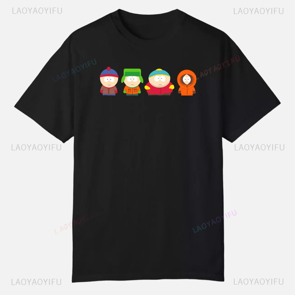 S-South Park Custom Clothes Funny Tops Printed Cotton Short Sleeve Plain Tees Clothing Men Streetwear Graphic T-shirt Quality