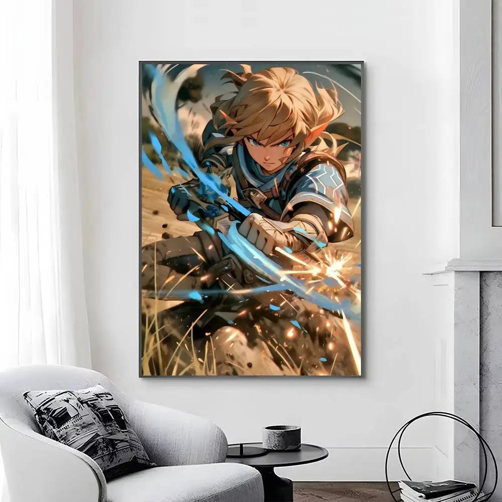 Game L-Legend of Z-elda Cool Breath of The Wild Posters Self Adhesive Waterproof Ideal For Living Room Bedroom Bar Decoration
