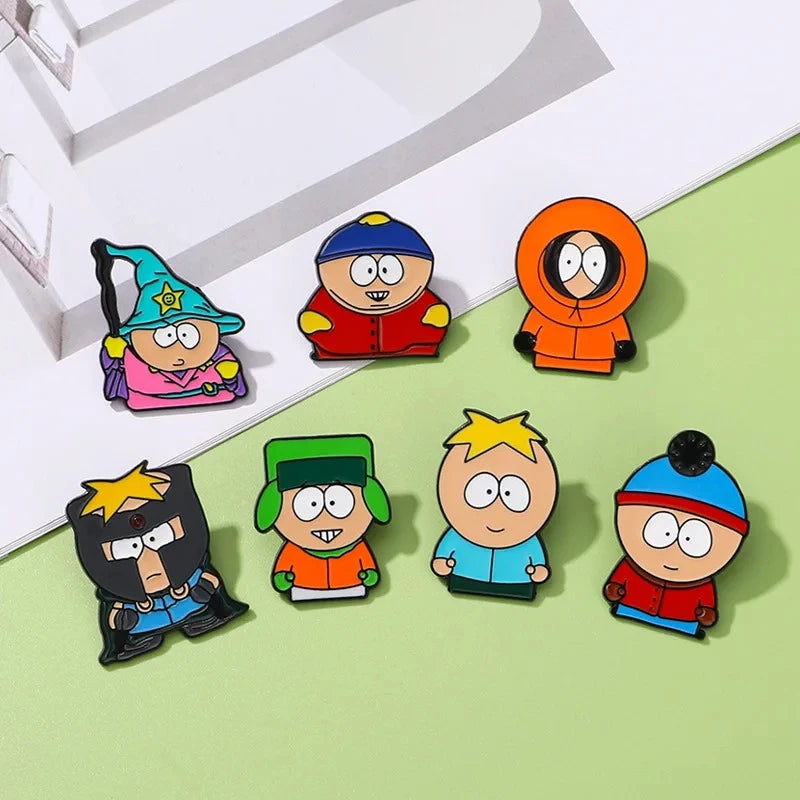 South Park Pins Cartoon Custom Cute Metal Brooches Lapel Badges Jewelry Gift for Friends Cartoon Animated Character Enamel Pins