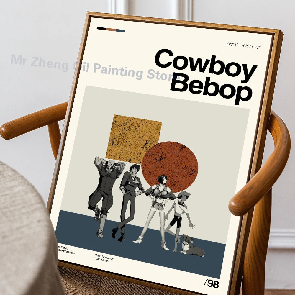 Anime Cowboy Bebop Poster Self-adhesive Art Waterproof Paper Sticker Coffee House Bar Room Wall Decor