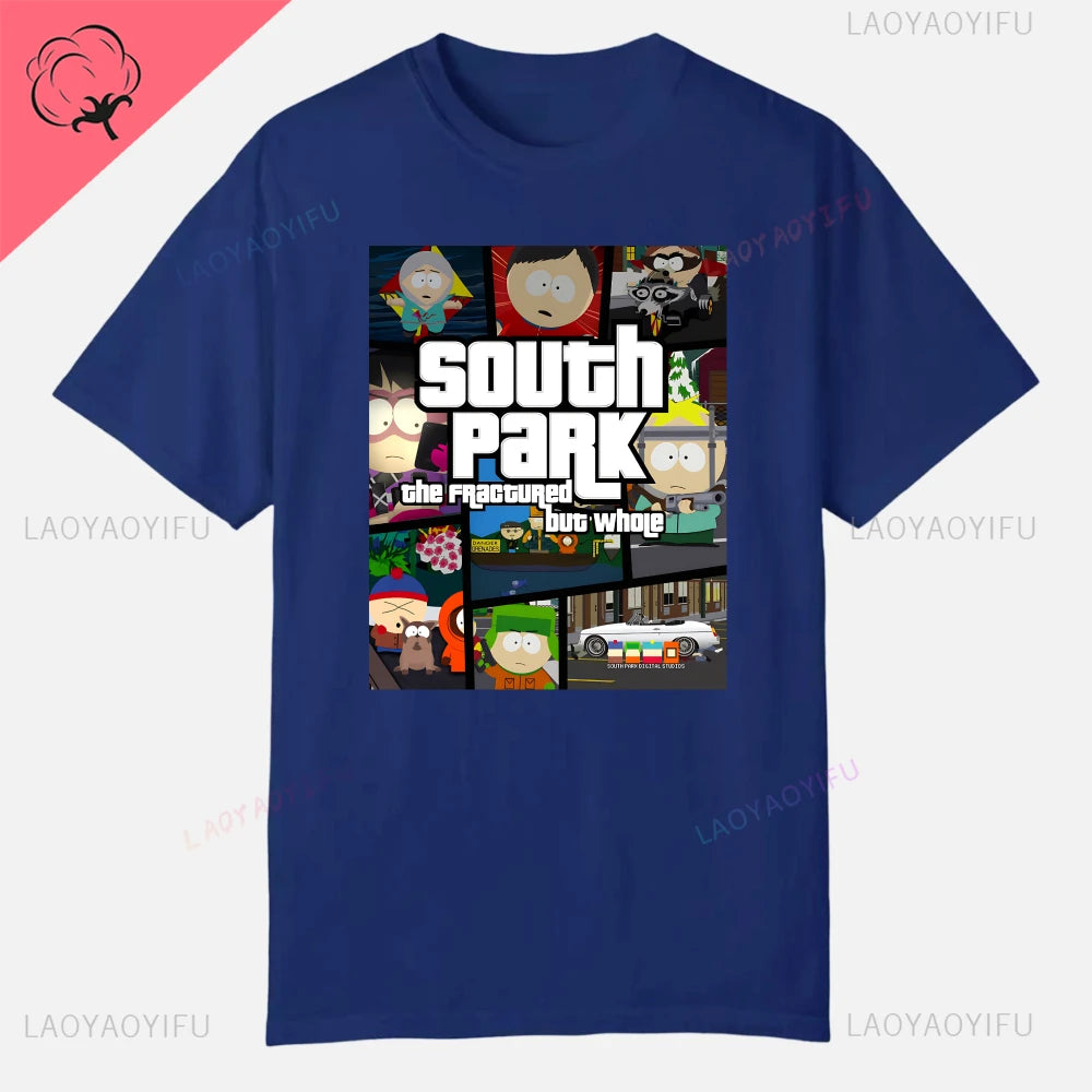 S-South Park Custom Clothes Funny Tops Printed Cotton Short Sleeve Plain Tees Clothing Men Streetwear Graphic T-shirt Quality