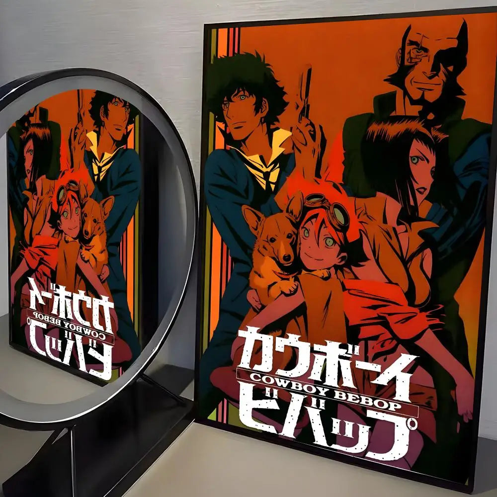 Anime C-cowboy Bebop Poster Modern PP Paper Wall Art Sticker Minimalist Decorative for Cafe Office Bar Home Wall Decor Gift