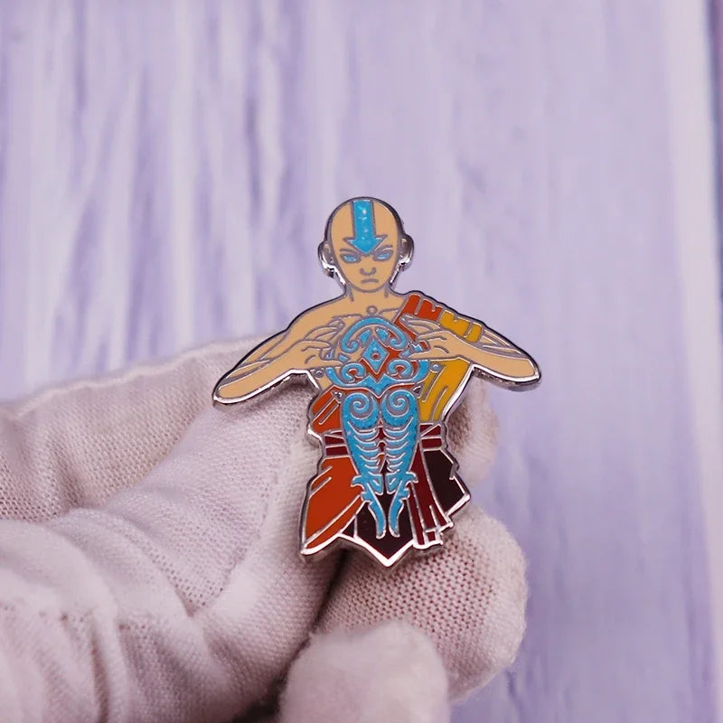 Avatar Aang Enamel Pin Glitter Marking Brooch Anime Collection Badge Fashion Decoration Jewelry