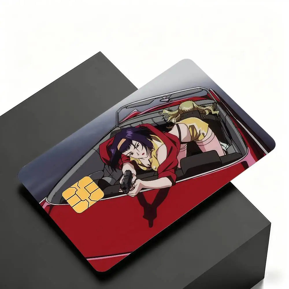 Anime C-CowboyES Cartoon B-BebopES Credit Skin Cover Card Stickers 4PCS Film Bus Pass Front Decoration Bank Debit Waterproof