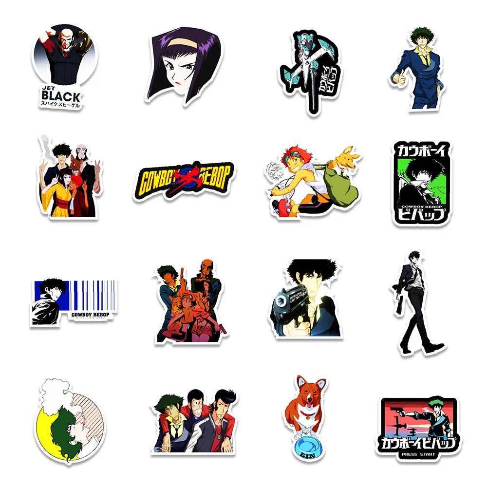 10/30/50pcs Classic Anime Cowboy Bebop Stickers Cool Manga Graffiti Decals Decoration DIY Notebook Laptop Phone Cartoon Sticker