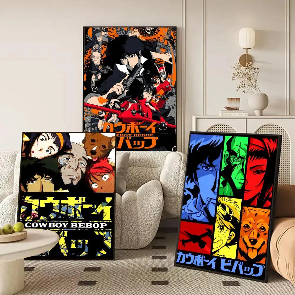 Classic Anime C_Cowboy B_Bebop Poster Decorative Wall Art Stickers Mural Photo Print for Home Living Room Hallway Decor