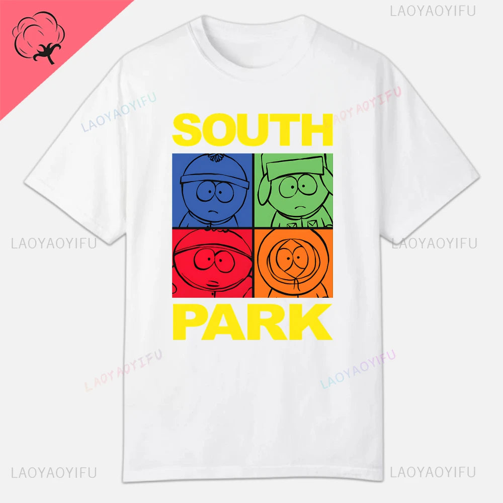 S-South Park Custom Clothes Funny Tops Printed Cotton Short Sleeve Plain Tees Clothing Men Streetwear Graphic T-shirt Quality