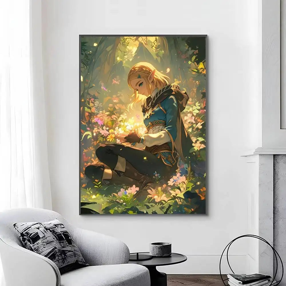 Game L-Legend of Z-elda Cool Breath of The Wild Posters Self Adhesive Waterproof Ideal For Living Room Bedroom Bar Decoration