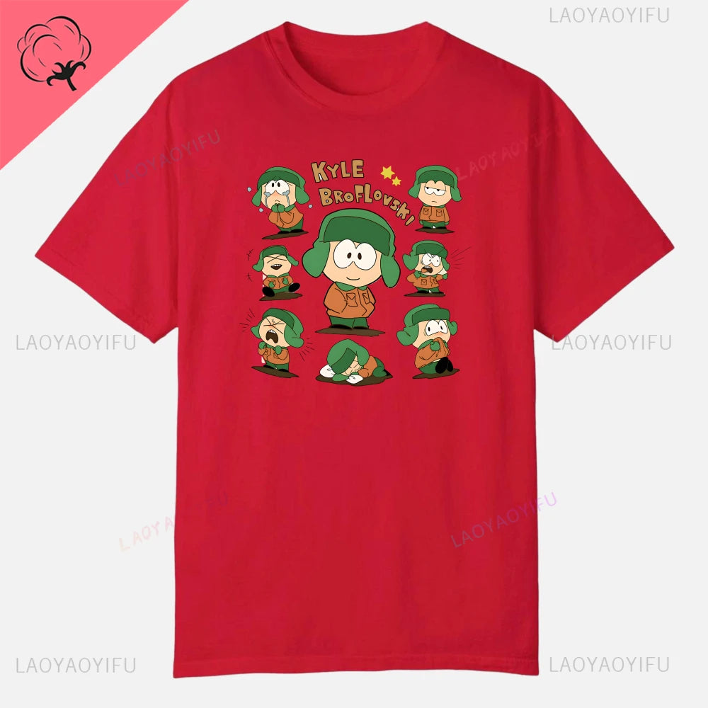 S-South Park Custom Clothes Funny Tops Printed Cotton Short Sleeve Plain Tees Clothing Men Streetwear Graphic T-shirt Quality