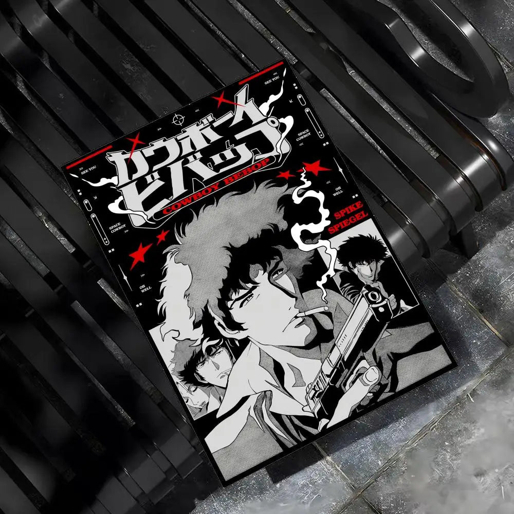 Anime C-cowboy Bebop Poster Modern PP Paper Wall Art Sticker Minimalist Decorative for Cafe Office Bar Home Wall Decor Gift