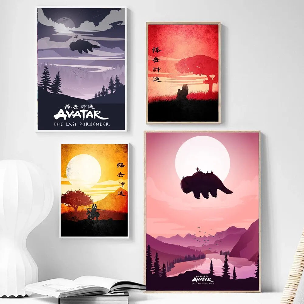 Avatar The Last Airbender Canvas Print  Minimalist Anime Wall Art Poster for Living Room Home Decor