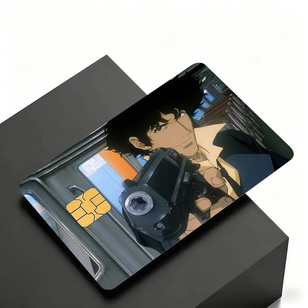 Anime C-CowboyES Cartoon B-BebopES Credit Skin Cover Card Stickers 4PCS Film Bus Pass Front Decoration Bank Debit Waterproof