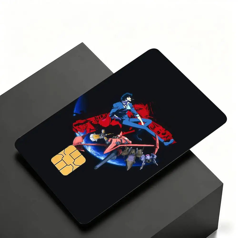 Anime C-CowboyES Cartoon B-BebopES Credit Skin Cover Card Stickers 4PCS Film Bus Pass Front Decoration Bank Debit Waterproof