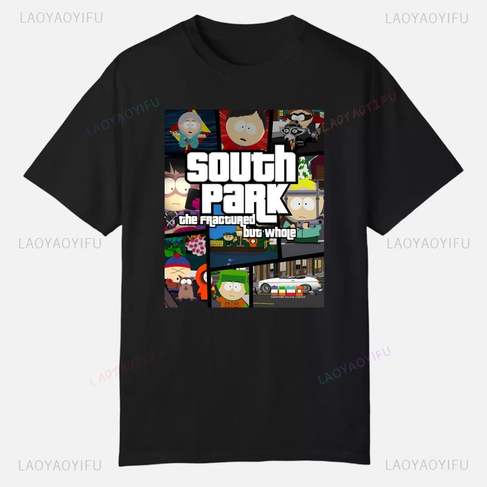 S-South Park Custom Clothes Funny Tops Printed Cotton Short Sleeve Plain Tees Clothing Men Streetwear Graphic T-shirt Quality