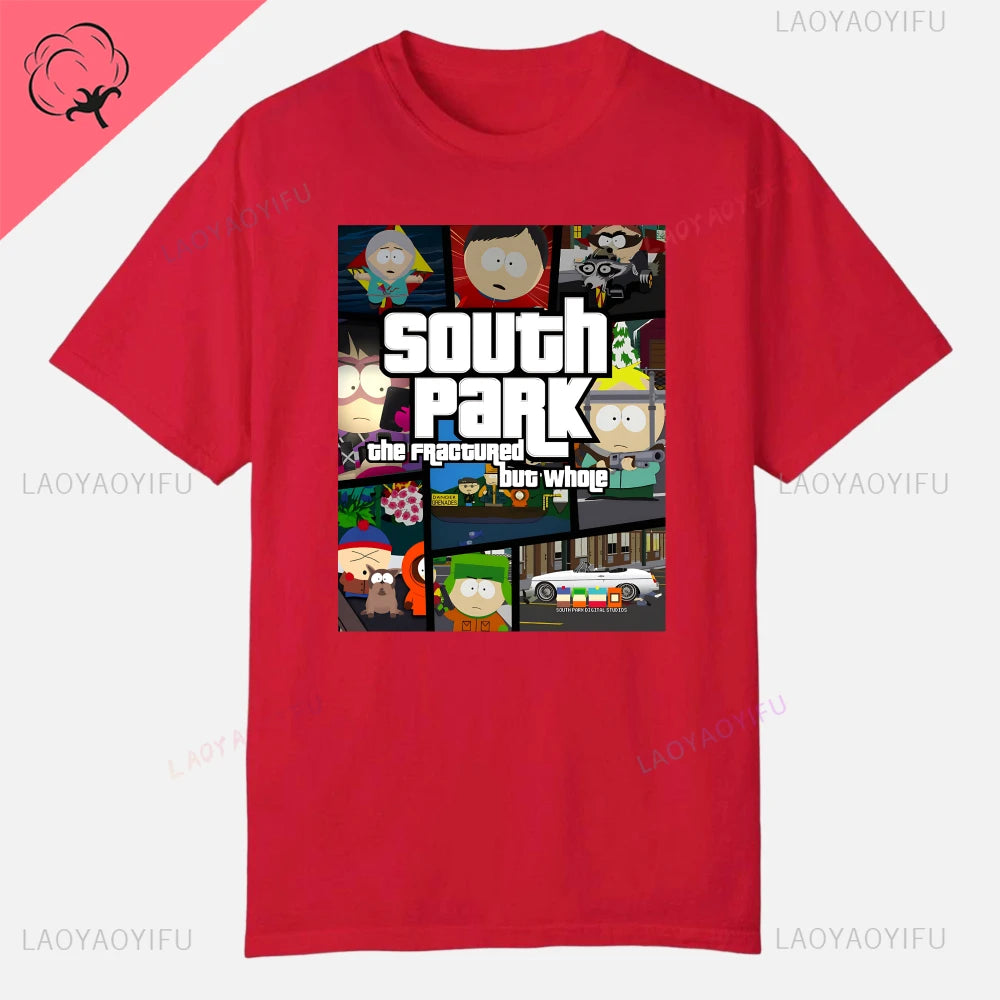 S-South Park Custom Clothes Funny Tops Printed Cotton Short Sleeve Plain Tees Clothing Men Streetwear Graphic T-shirt Quality