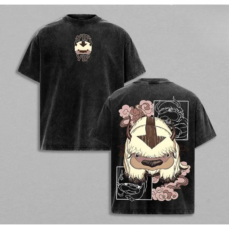 Avatar The Last Airbender Appa Cute Graphic Tshirt Men Women Clothing Short Sleeve Cotton T-shirts Washed Tee Harajuku T Shirt