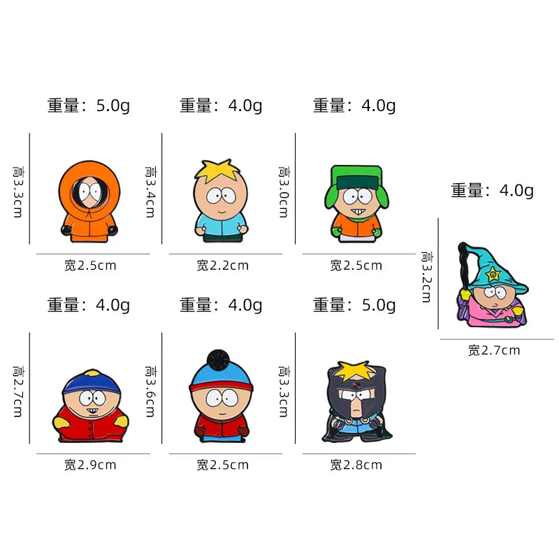 South Park Pins Cartoon Custom Cute Metal Brooches Lapel Badges Jewelry Gift for Friends Cartoon Animated Character Enamel Pins