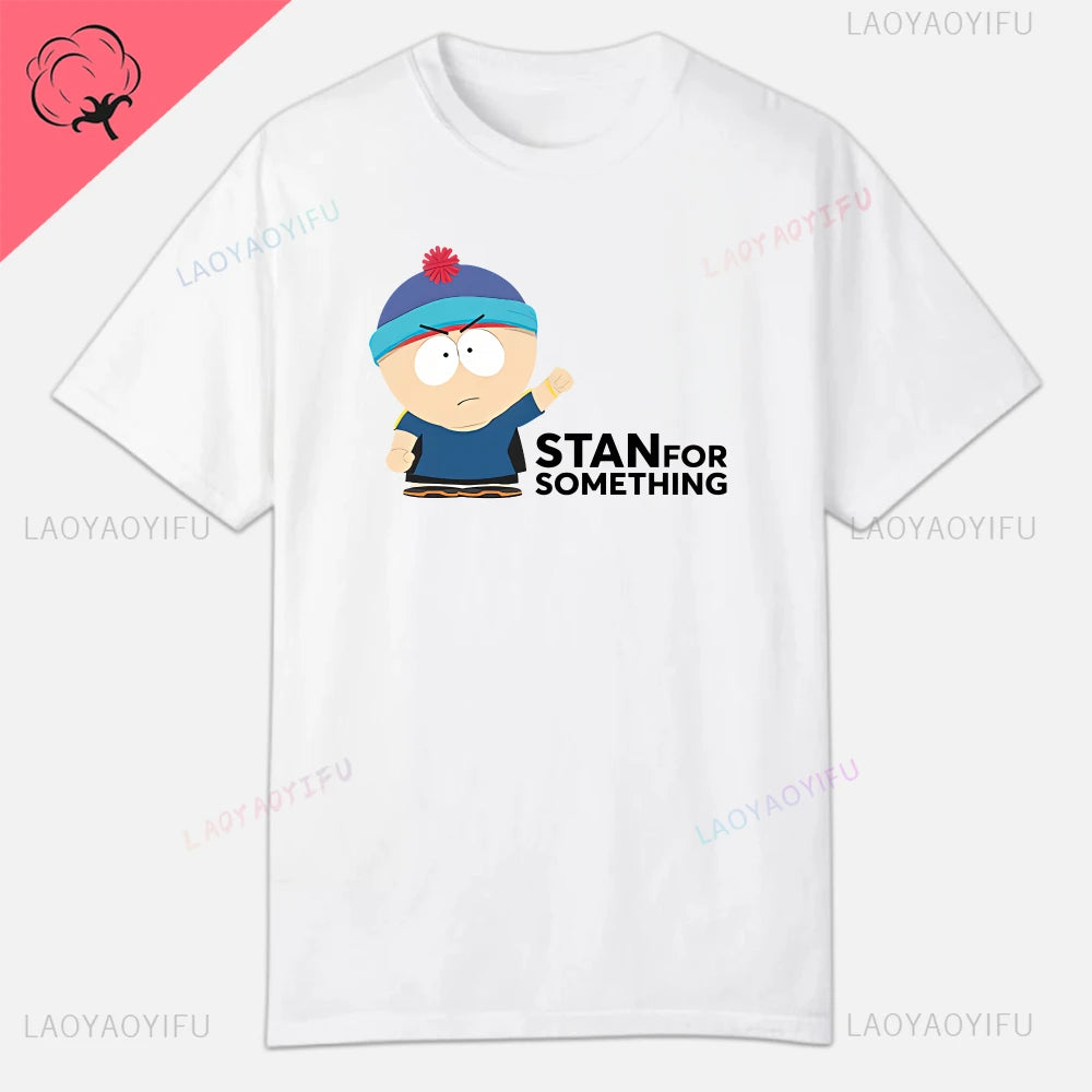 S-South Park Custom Clothes Funny Tops Printed Cotton Short Sleeve Plain Tees Clothing Men Streetwear Graphic T-shirt Quality