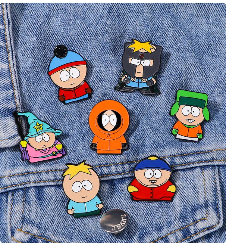 South Park Pins Cartoon Custom Cute Metal Brooches Lapel Badges Jewelry Gift for Friends Cartoon Animated Character Enamel Pins