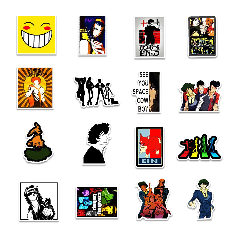 10/30/50pcs Classic Anime Cowboy Bebop Stickers Cool Manga Graffiti Decals Decoration DIY Notebook Laptop Phone Cartoon Sticker