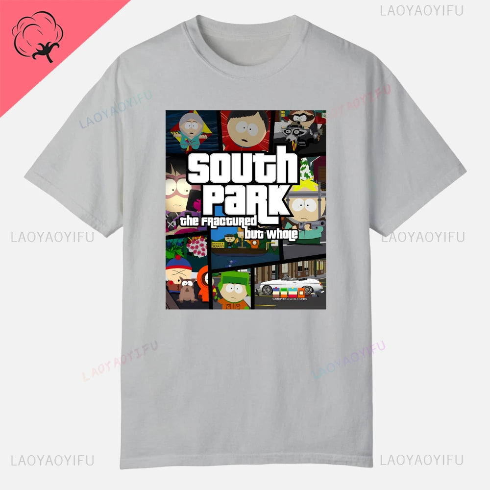 S-South Park Custom Clothes Funny Tops Printed Cotton Short Sleeve Plain Tees Clothing Men Streetwear Graphic T-shirt Quality
