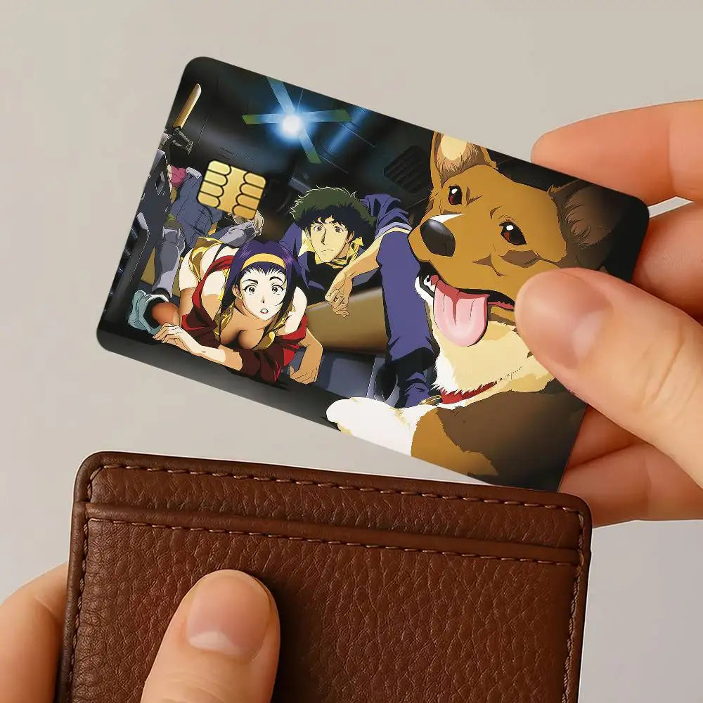 Anime C-CowboyES Cartoon B-BebopES Credit Skin Cover Card Stickers 4PCS Film Bus Pass Front Decoration Bank Debit Waterproof