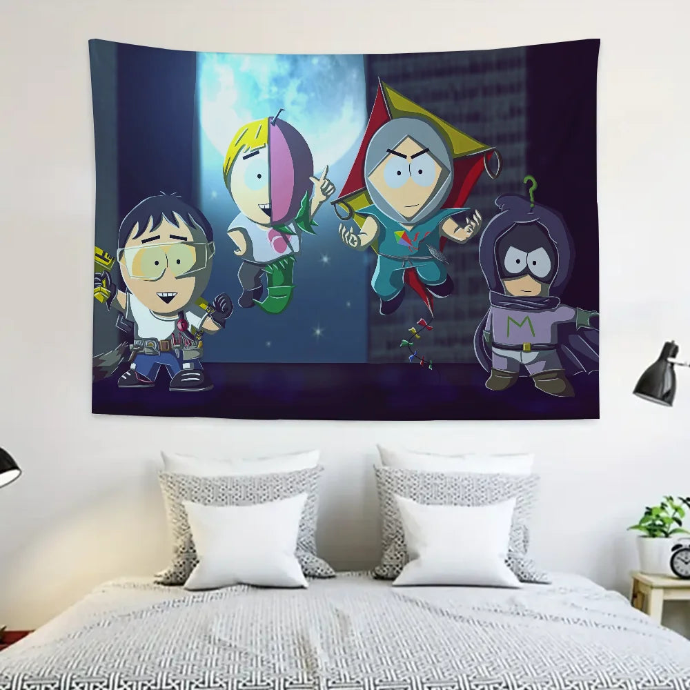S-SouthS Park Funny Anime Tapestry Decoration party Background Hanging Cloth Bedroom Tapestry Room Decor Aesthetic