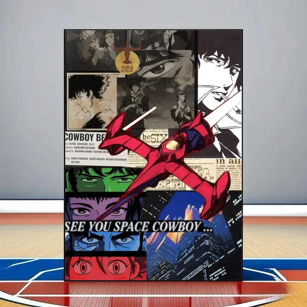 C-Cowboy B-Bebop Anime Poster HD PVC Self Adhesive Wall Art - Waterproof Reusable For Home Office Cafe