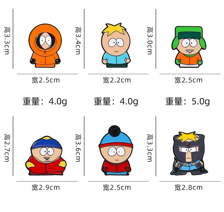 South Park Pins Cartoon Custom Cute Metal Brooches Lapel Badges Jewelry Gift for Friends Cartoon Animated Character Enamel Pins