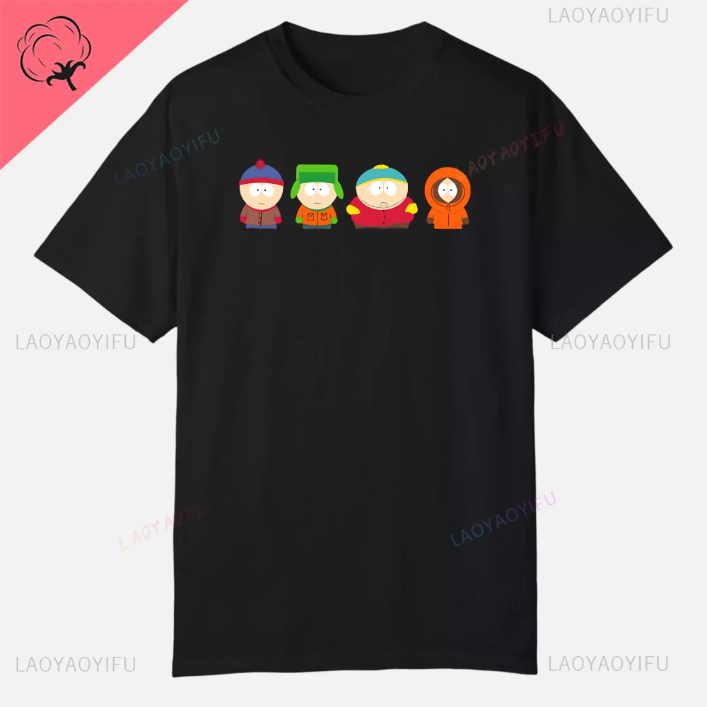 S-South Park Custom Clothes Funny Tops Printed Cotton Short Sleeve Plain Tees Clothing Men Streetwear Graphic T-shirt Quality