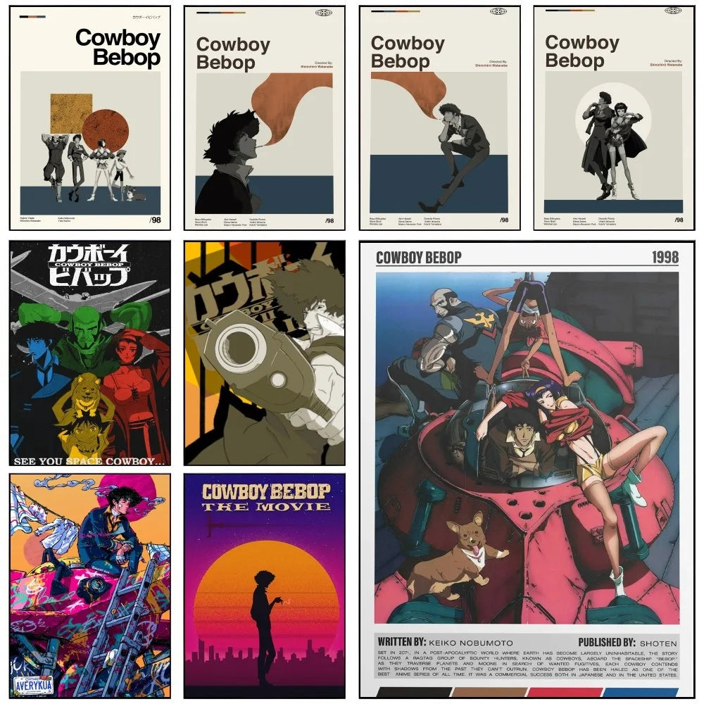 Anime Cowboy Bebop Poster Self-adhesive Art Waterproof Paper Sticker Coffee House Bar Room Wall Decor