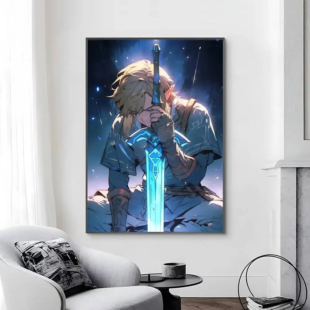 Game L-Legend of Z-elda Cool Breath of The Wild Posters Self Adhesive Waterproof Ideal For Living Room Bedroom Bar Decoration