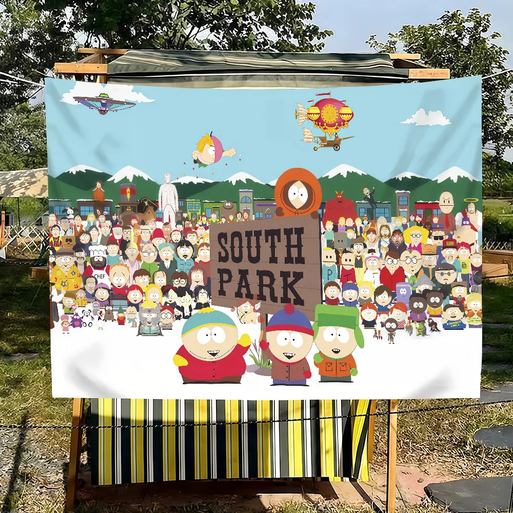 S-SOUTH Cartoon PARK flag For Decoration Outdoor Picnic  Hanging Home Camping Party Banner