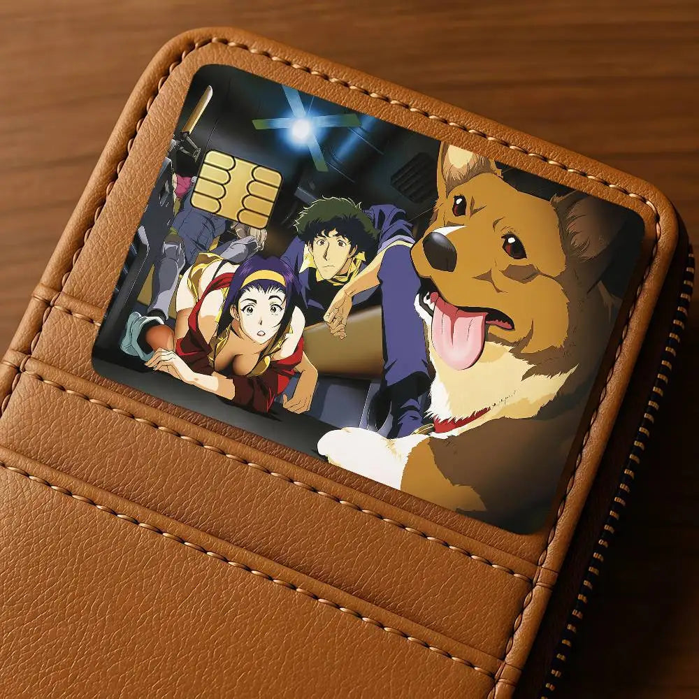 Anime C-CowboyES Cartoon B-BebopES Credit Skin Cover Card Stickers 4PCS Film Bus Pass Front Decoration Bank Debit Waterproof