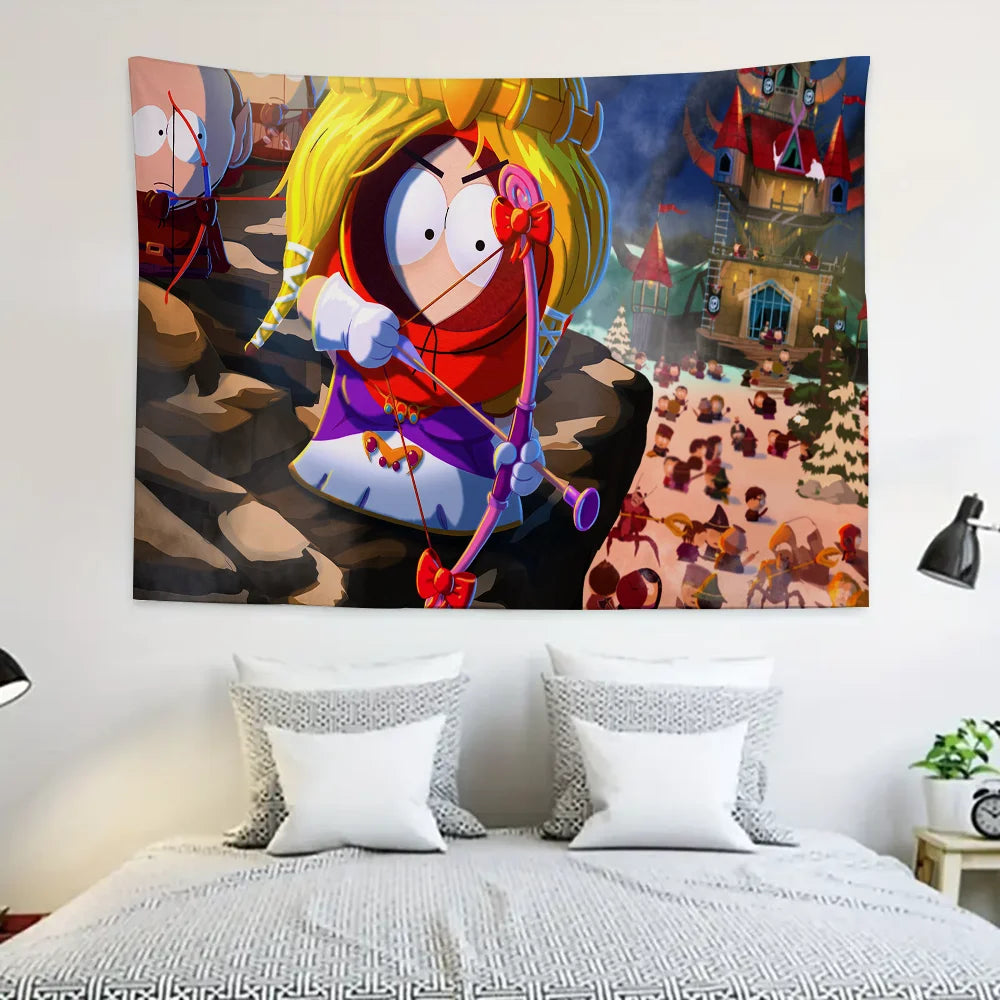 S-SouthS Park Funny Anime Tapestry Decoration party Background Hanging Cloth Bedroom Tapestry Room Decor Aesthetic