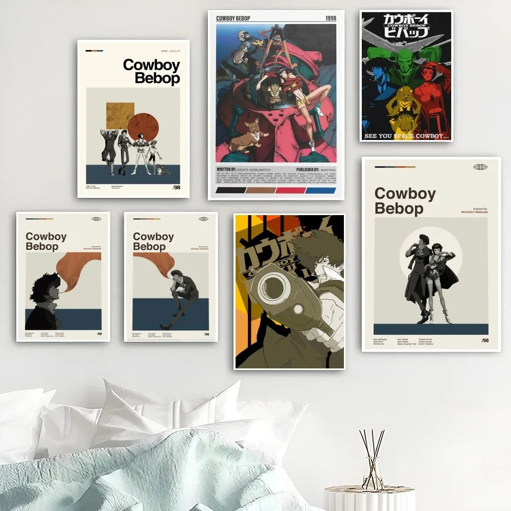 Anime Cowboy Bebop Poster Self-adhesive Art Waterproof Paper Sticker Coffee House Bar Room Wall Decor