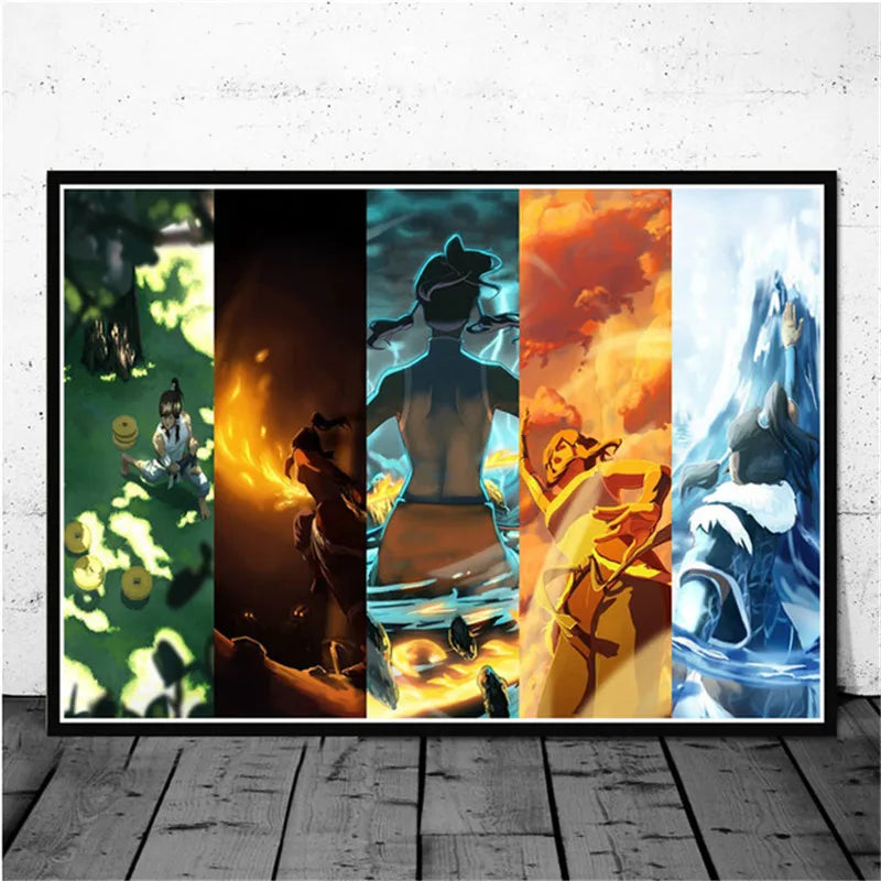 Avatar The Last Airbender Aang Fight Anime Art Poster Canvas Painting Wall Picture For Home Decor Posters and Prints