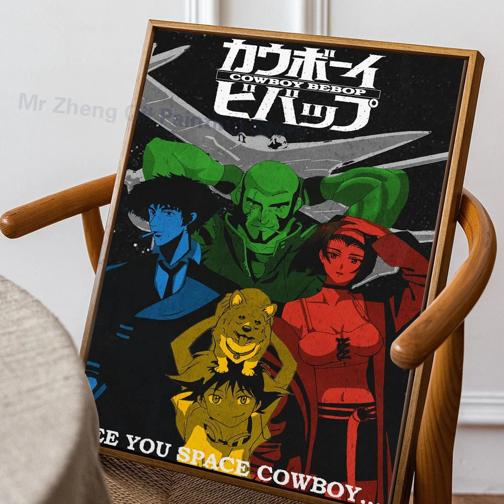 Anime Cowboy Bebop Poster Self-adhesive Art Waterproof Paper Sticker Coffee House Bar Room Wall Decor