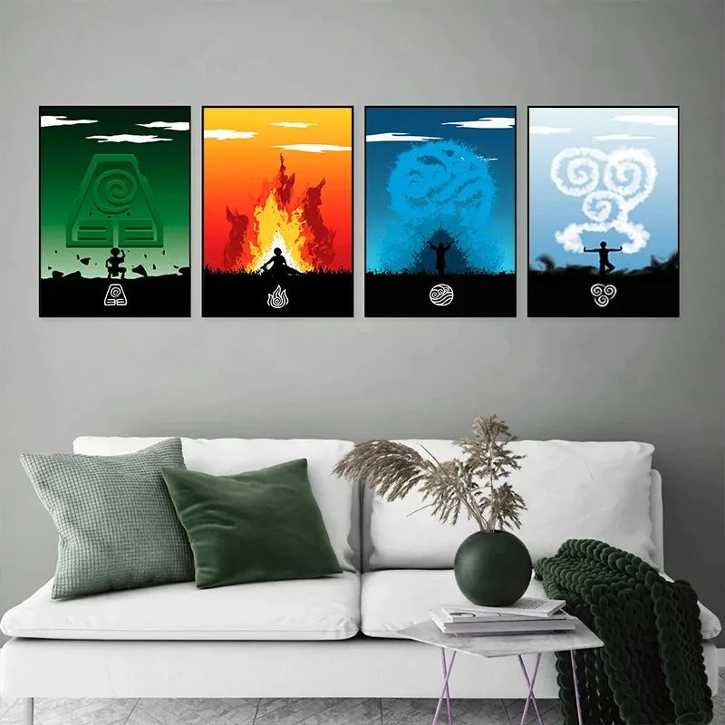 Avatar The Last Airbender Poster Retro Cartoon Anime Canvas Painting Wall Picture Art Wanted Prints Living Room Home Decor
