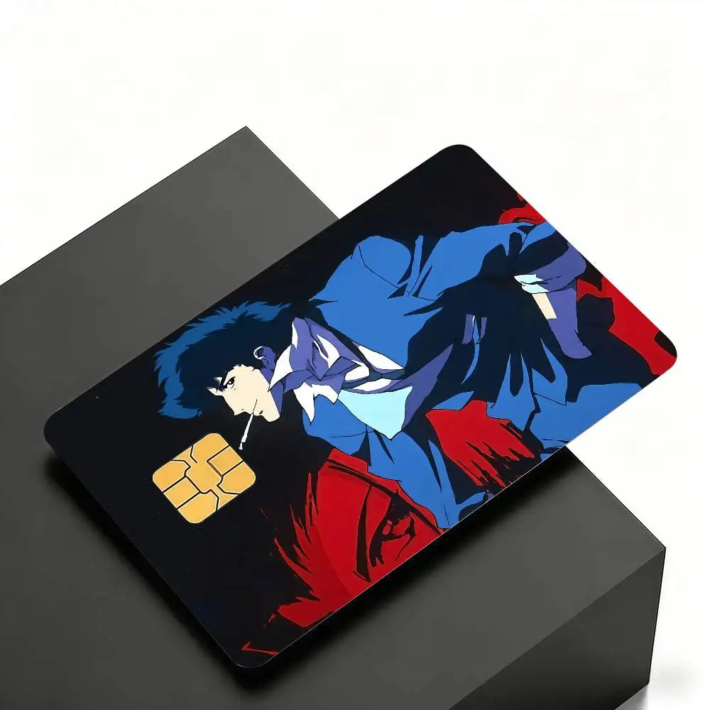 Anime C-CowboyES Cartoon B-BebopES Credit Skin Cover Card Stickers 4PCS Film Bus Pass Front Decoration Bank Debit Waterproof